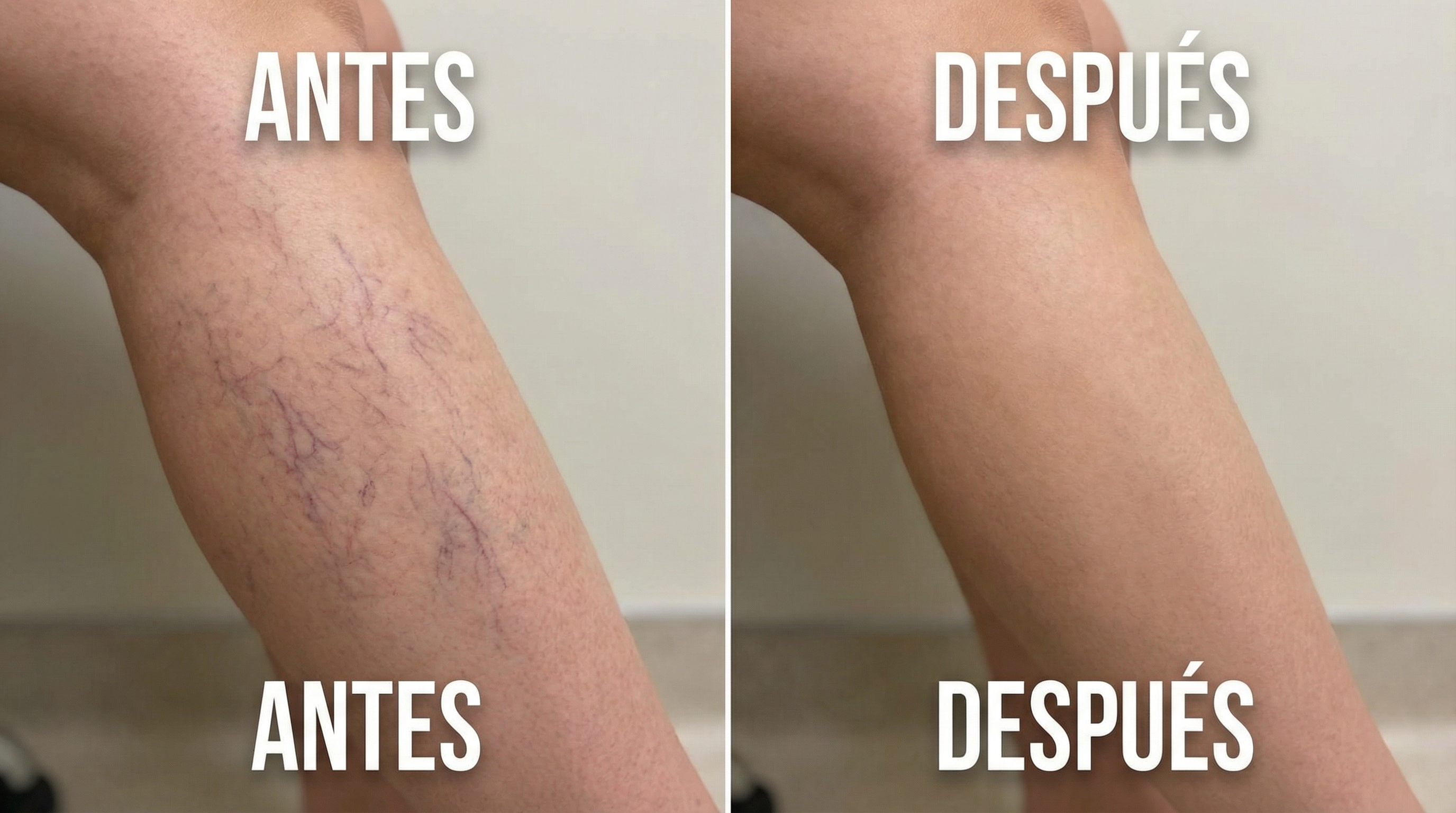 Resultados antes y después del tratamiento de arañas vasculares
